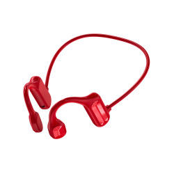 Casque Rouge à Conduction Osseuse Bluetooth 5.2 - Ecouteur sans fil - Autonomie 13h - Waterproof IPX5 - Noir