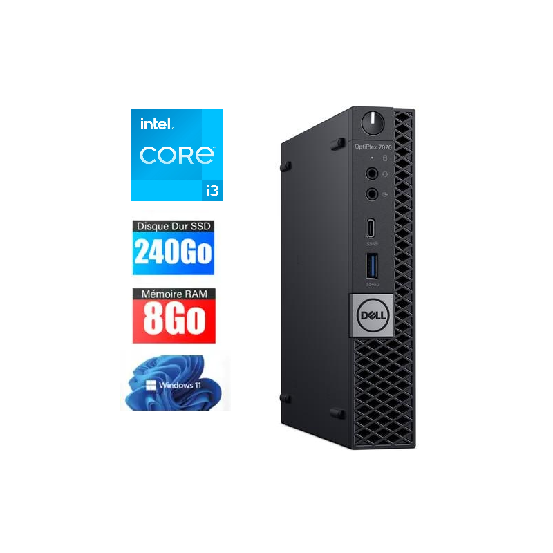 Dell OptiPlex 7070 Micro i3 9ème 8Go SSD 240Go | Mini PC Pro