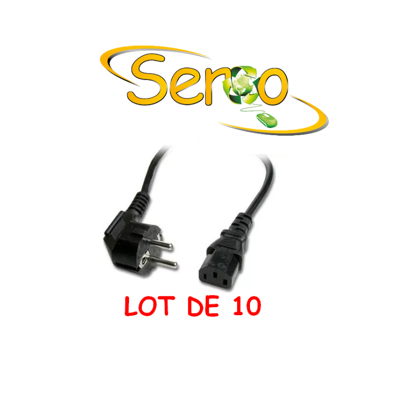 LOT de 10 Câble d'Alimentation PC IEC C13 vers Schuko | Cordon Secteur Ordinateur