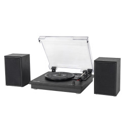 Platine vinyle Bolaris Bluetooth 10 W avec enceintes déportées - Modèle Phoenix - Coloris Noir