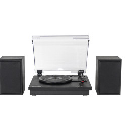 Platine vinyle Bolaris Bluetooth 10 W avec enceintes déportées - Modèle Phoenix - Coloris Noir
