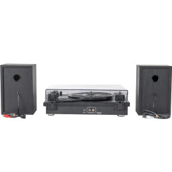 Platine vinyle Bolaris Bluetooth 10 W avec enceintes déportées - Modèle Phoenix - Coloris Noir