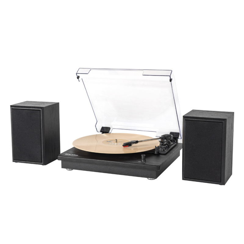 Platine vinyle Bolaris Bluetooth 10 W avec enceintes déportées - Modèle Phoenix - Coloris Noir