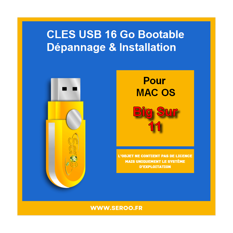Clé USB de dépannage et installation MAC OS 11 Big Sur