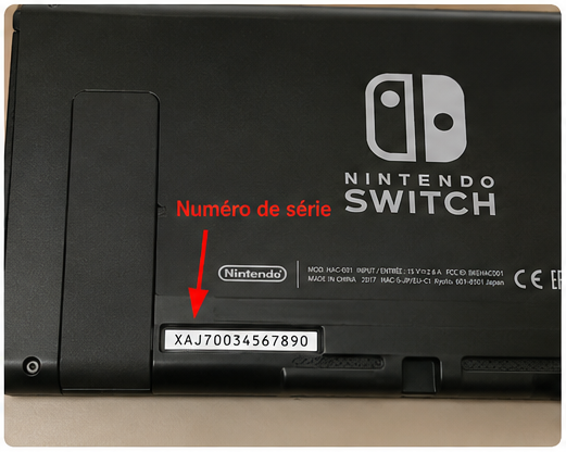 Numéro de série Nintendo Switch
